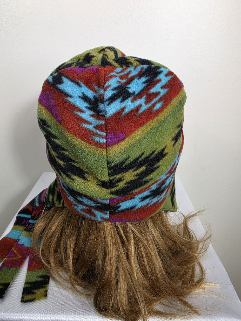 Colorful Aztec-Pattern Fleece Earflap Hat - Picture 3 of 5